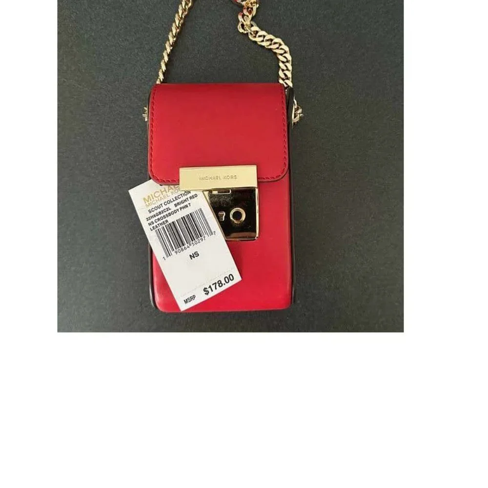 MICHAEL KORS Scout Leather Crossbody Bag - RED ***NWT** - Picture 2 of 5